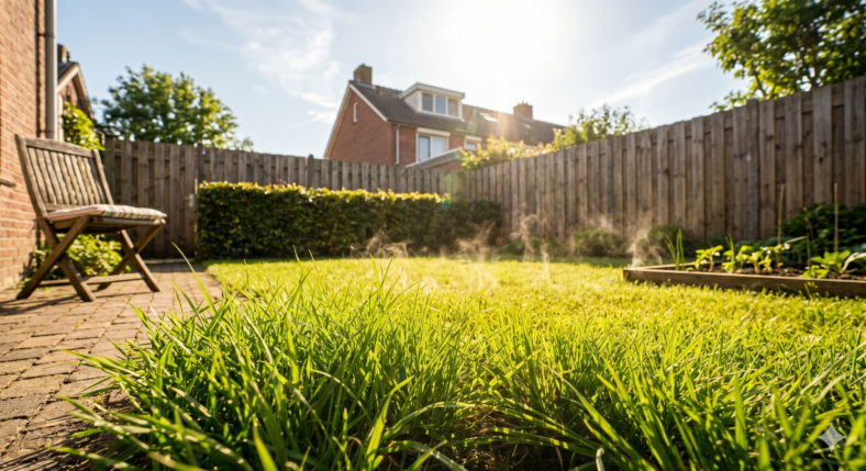 hoe grasmaaien in de zomer in een nederlandse kleine tuin