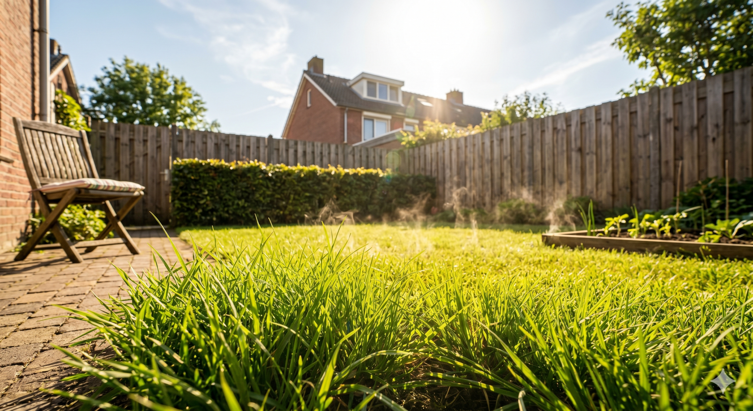 hoe grasmaaien in de zomer in een nederlandse kleine tuin